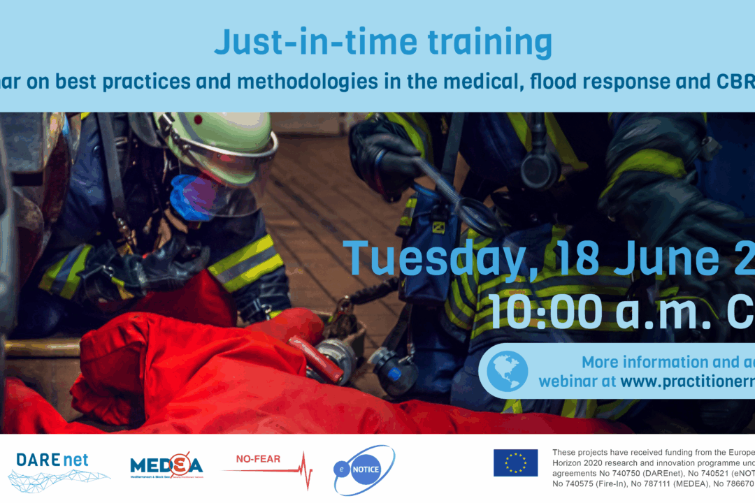 Joint webinar: Just-in-time training – best practices and methodologies in the medical, flood response and CBRN fields